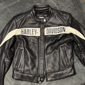 Harley-Davidson Black and Cream Leather Jacket